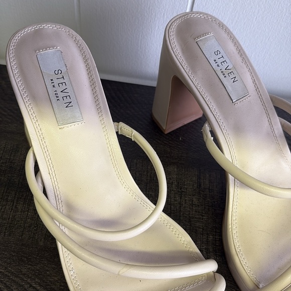 Stylish Cream Heeled Sandals by Seven7 - Picture 2 of 6